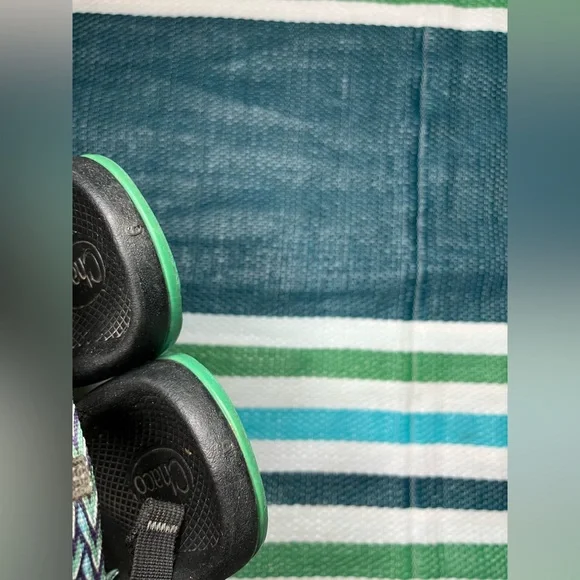 ✨🎉 Chaco ZX2 Strappy Blue Green Diamond Zigzag Pattern Outdoor Sandals Size 6 - Picture 11 of 12